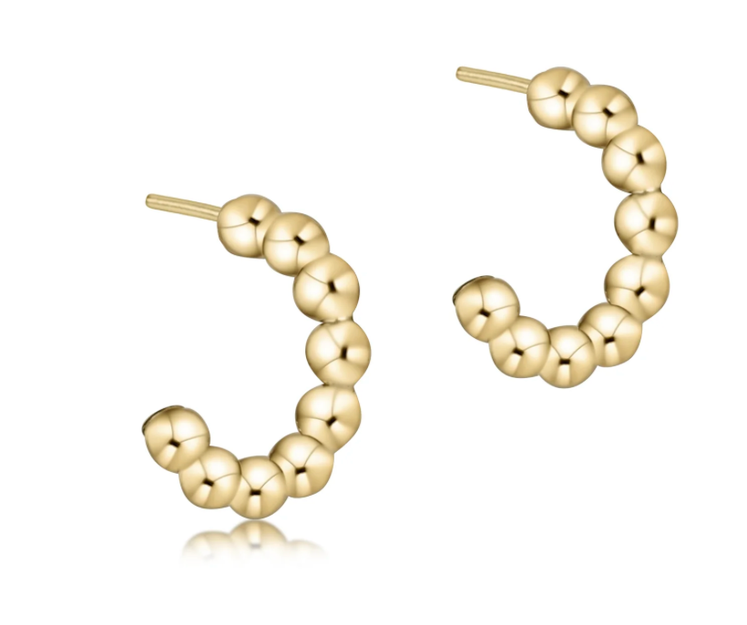 beaded classic 1" post hoop - 4mm gold