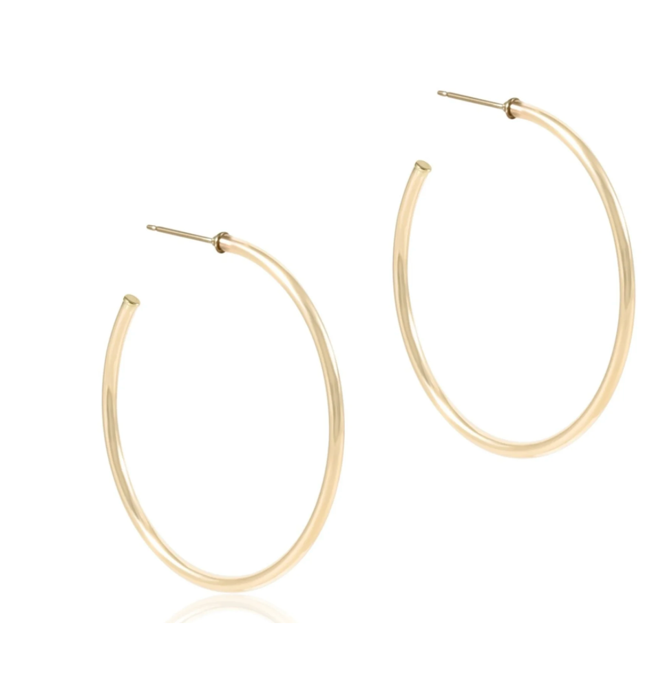 round gold 1.75" post hoop - 2mm - smooth