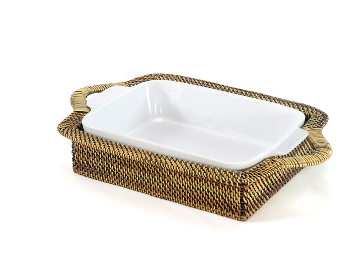 Rectangular Casserole Basket with Calaisio Stoneware Roaster