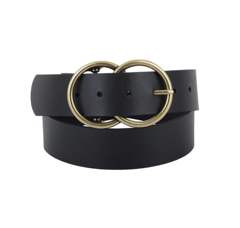 Double Circle Black Buckle Belt