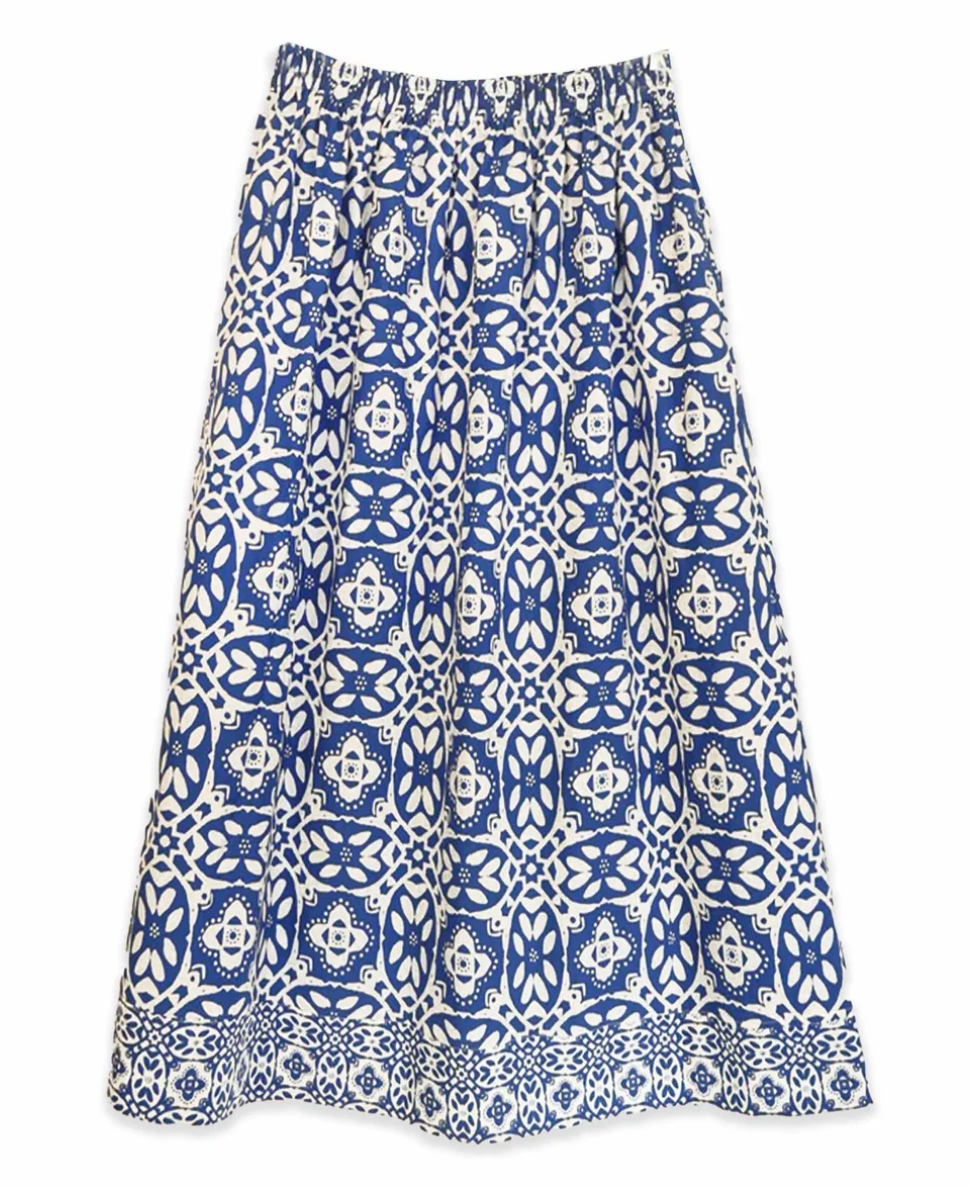 Madelyn Midi Skirt - Rosetta Tile Navy