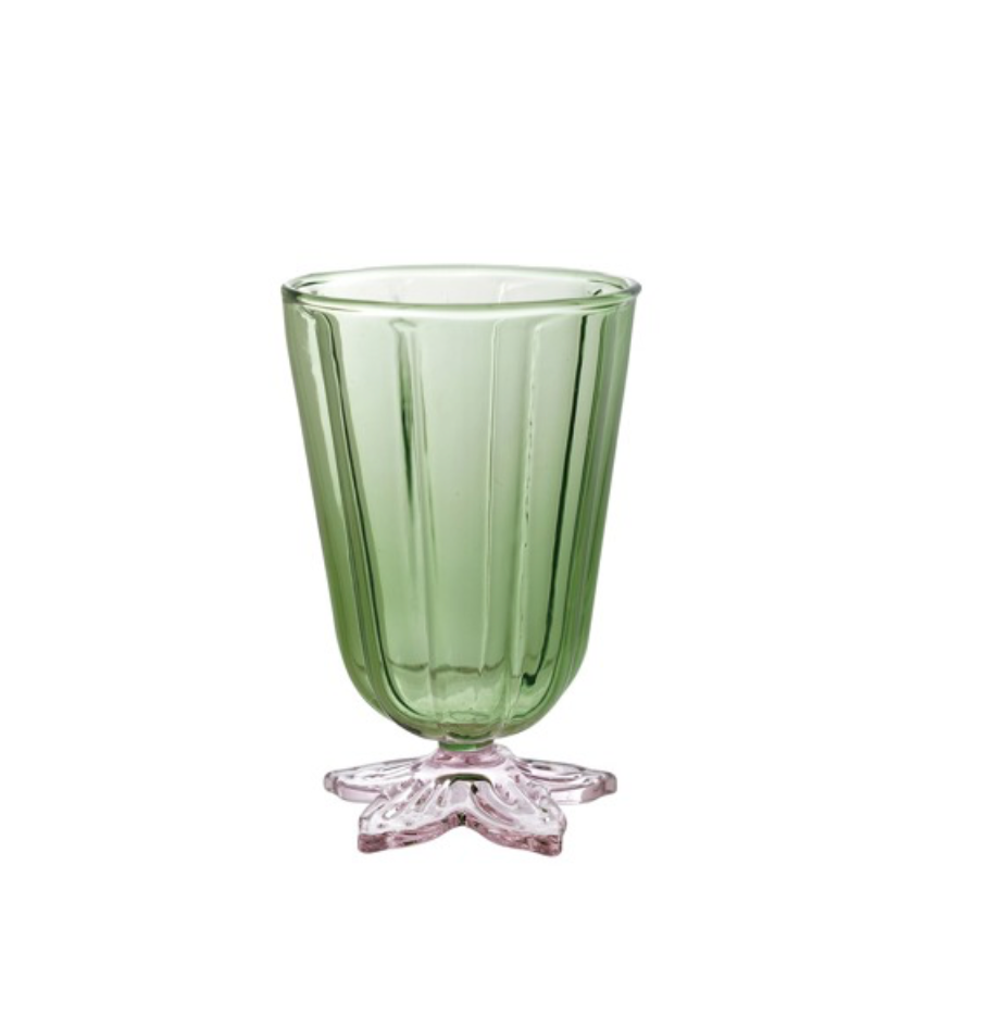 Fluted Drinking Glass W Flower Shape