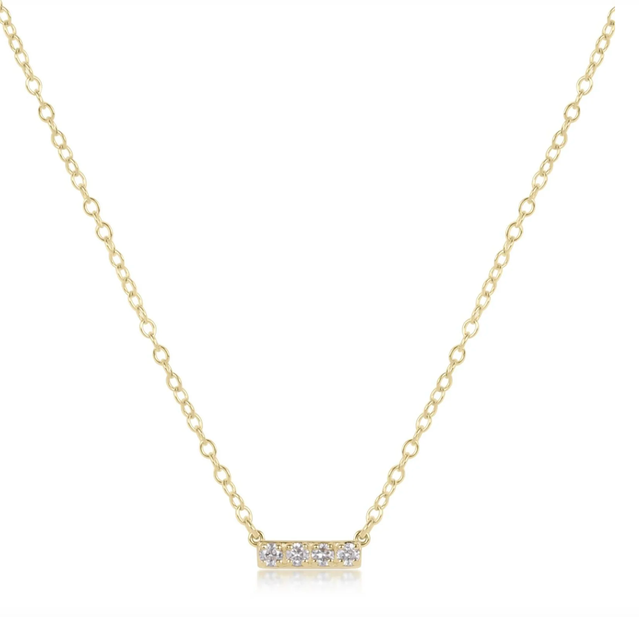 E Newton 14k Gold and Diamond Signature Bar Necklace