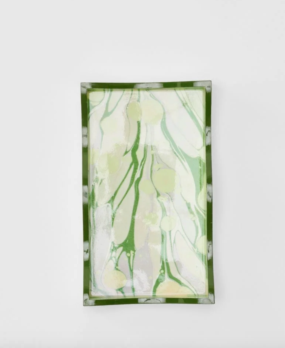 Lacquer Tray - Marbled Moss