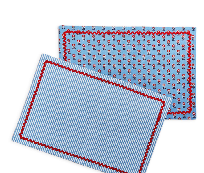 Red, White and Bloom Double Sided Fabric Placemat