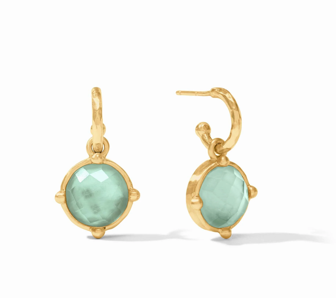 Honeybee Hoop & Charm Earring Iridescent Aquamarine Blue