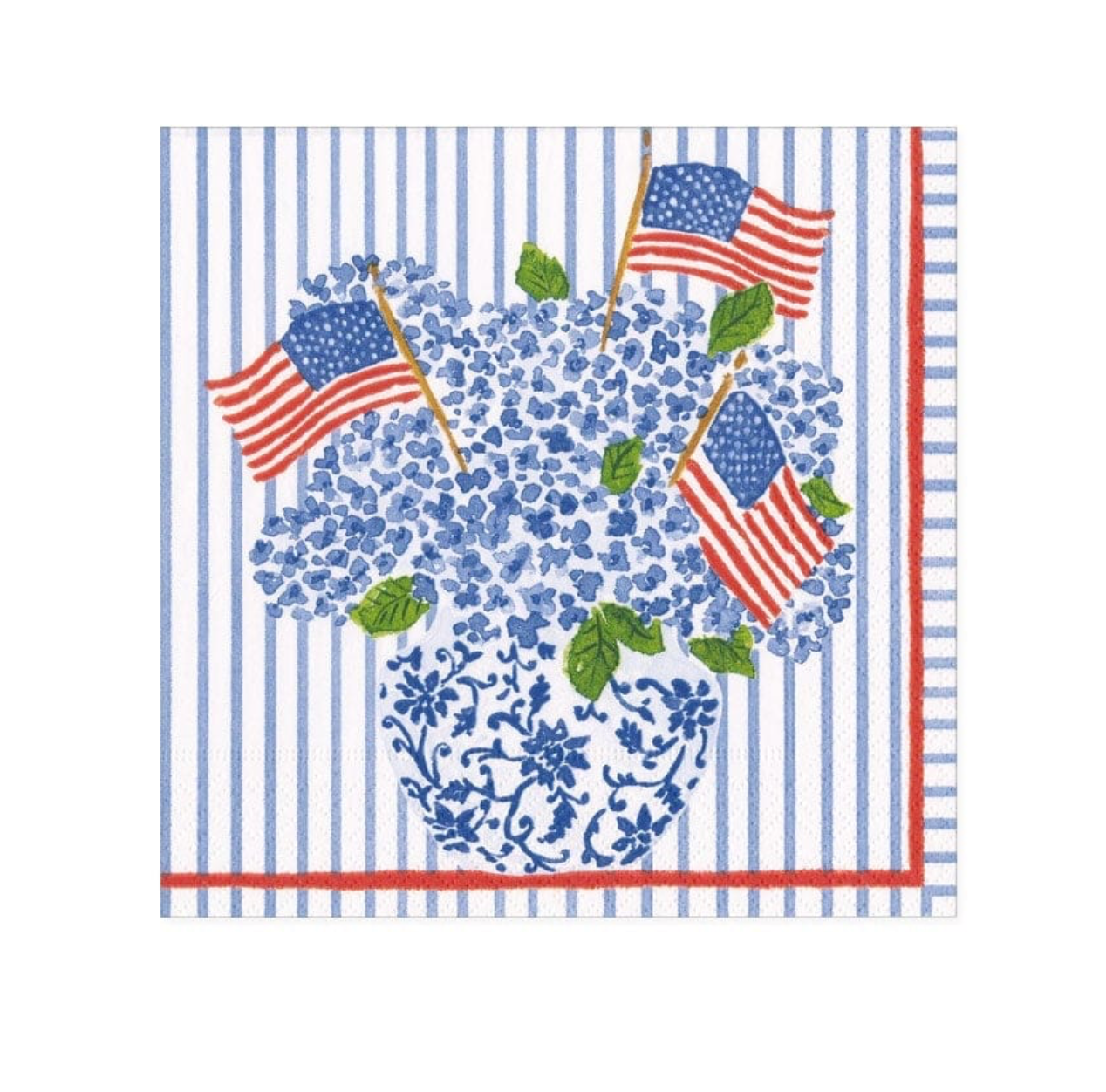 Flags and Hydrangea Cocktail Napkins