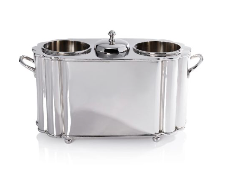 Alsace Brass Two Bottle Wine Cooler, Nickel
