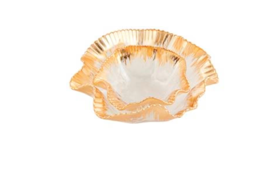Gold Ruffle Rim Small Bowl