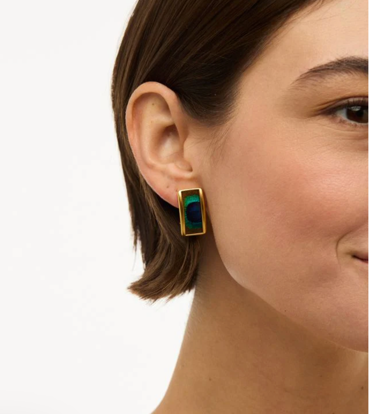 Olivia Rectangle Stud Brackish Earring