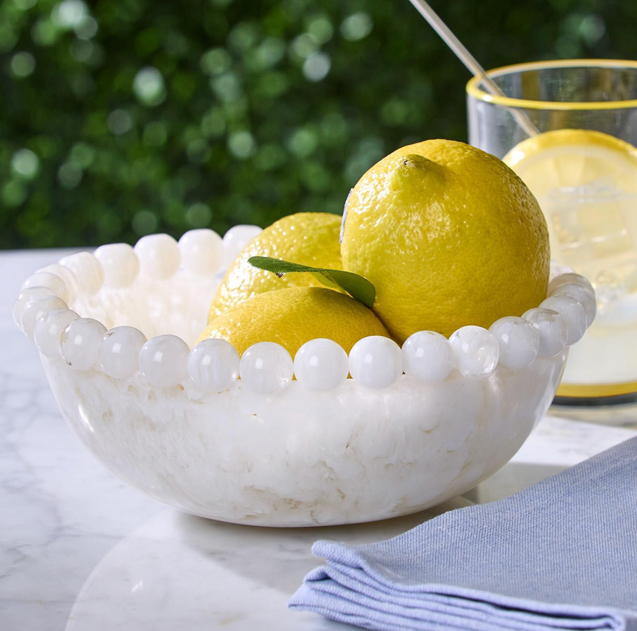 White Beaded Rim Bowl