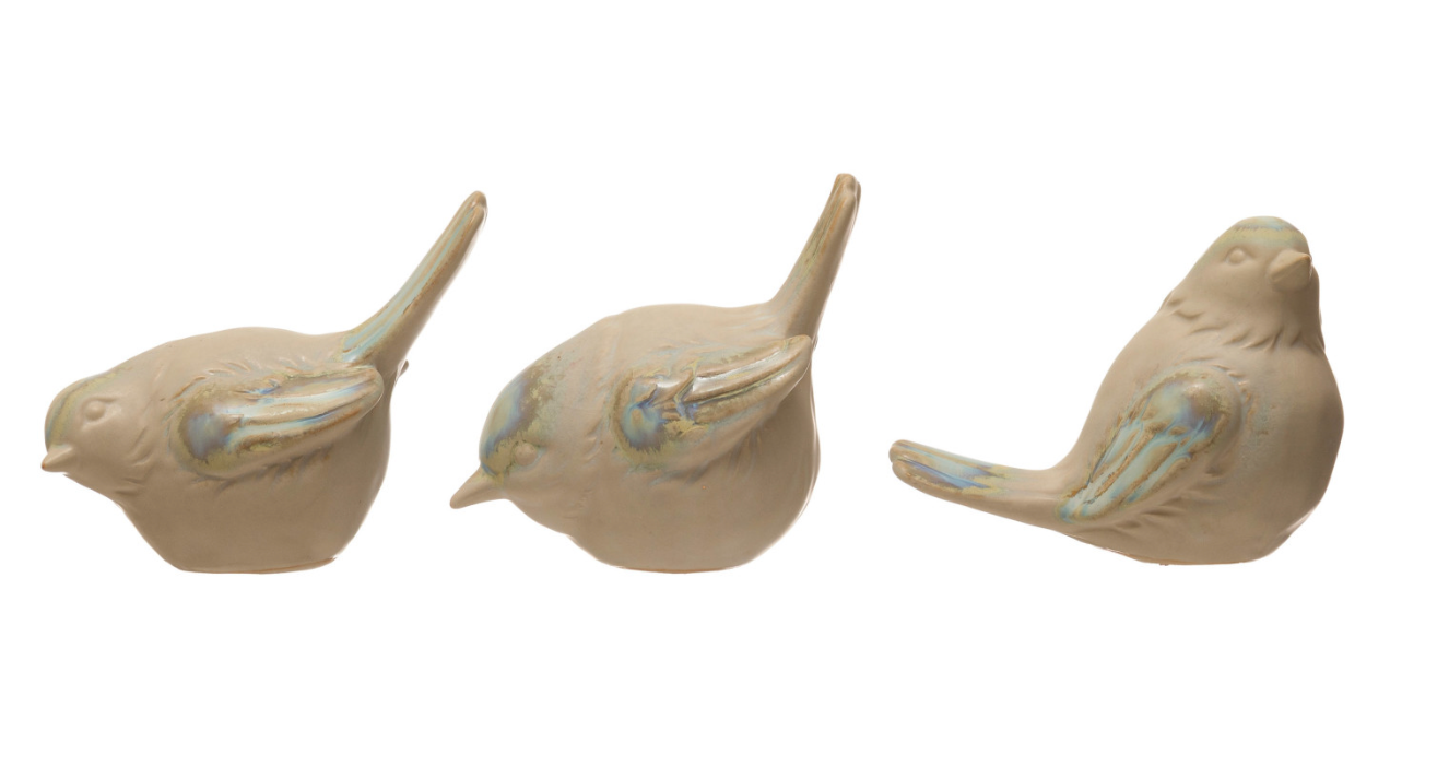 Stoneware White and Blue Bird