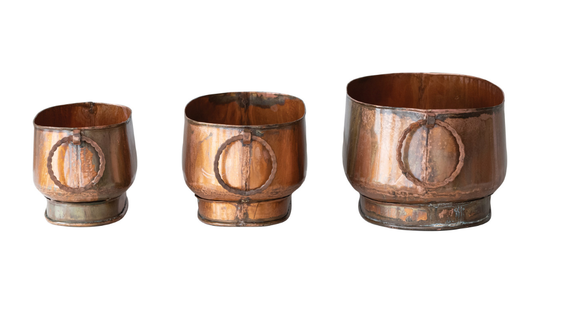 Oval Metal Planters (Set of 3)
