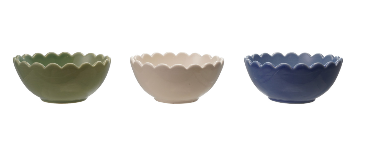 Stoneware Bowl w/ Scalloped Edge Mini