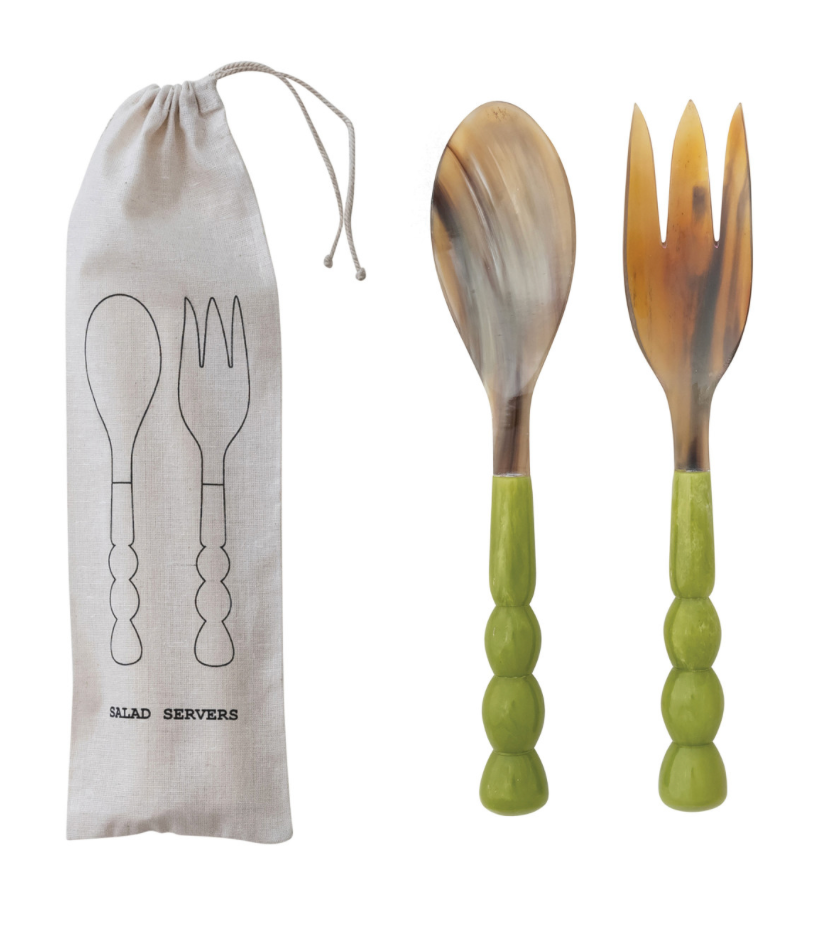 Natural Horn Green Salad Servers