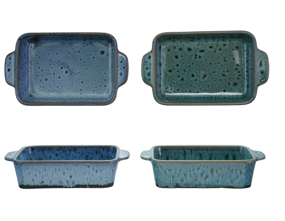 Aqua and Blue Stoneware Bakers