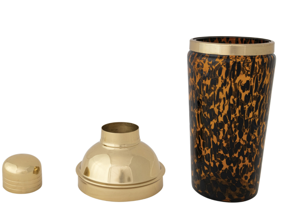 Tortoise Shell and Gold Cocktail Shaker