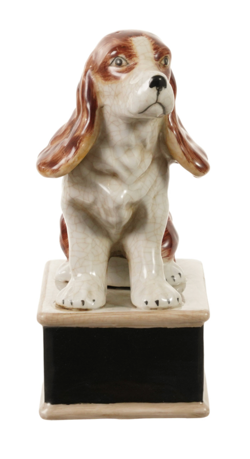 Brown and White Hand Painted Spaniel Figurine