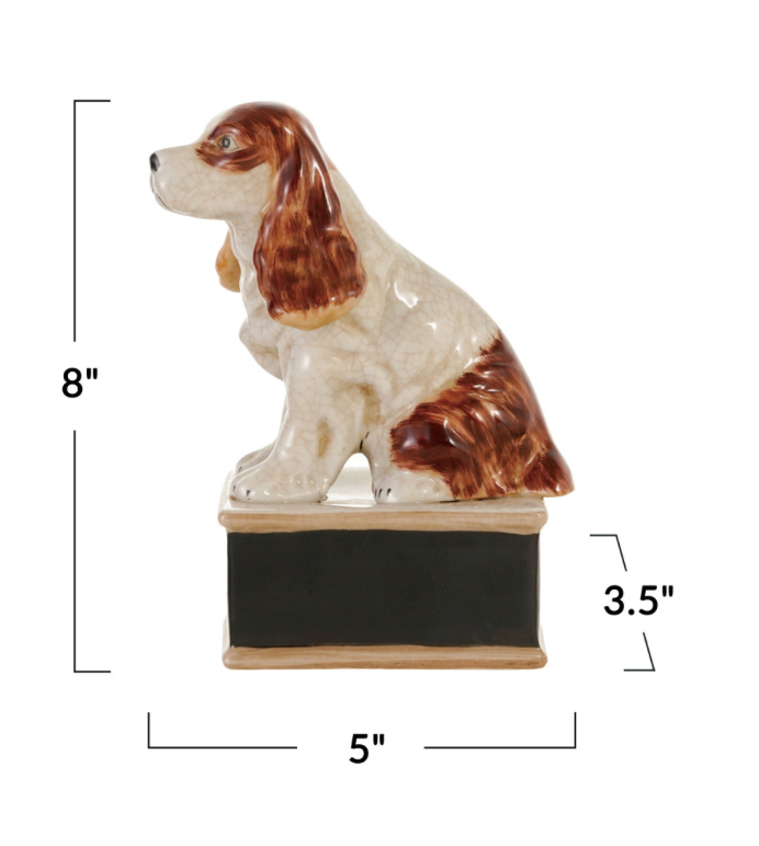 Brown and White Hand Painted Spaniel Figurine