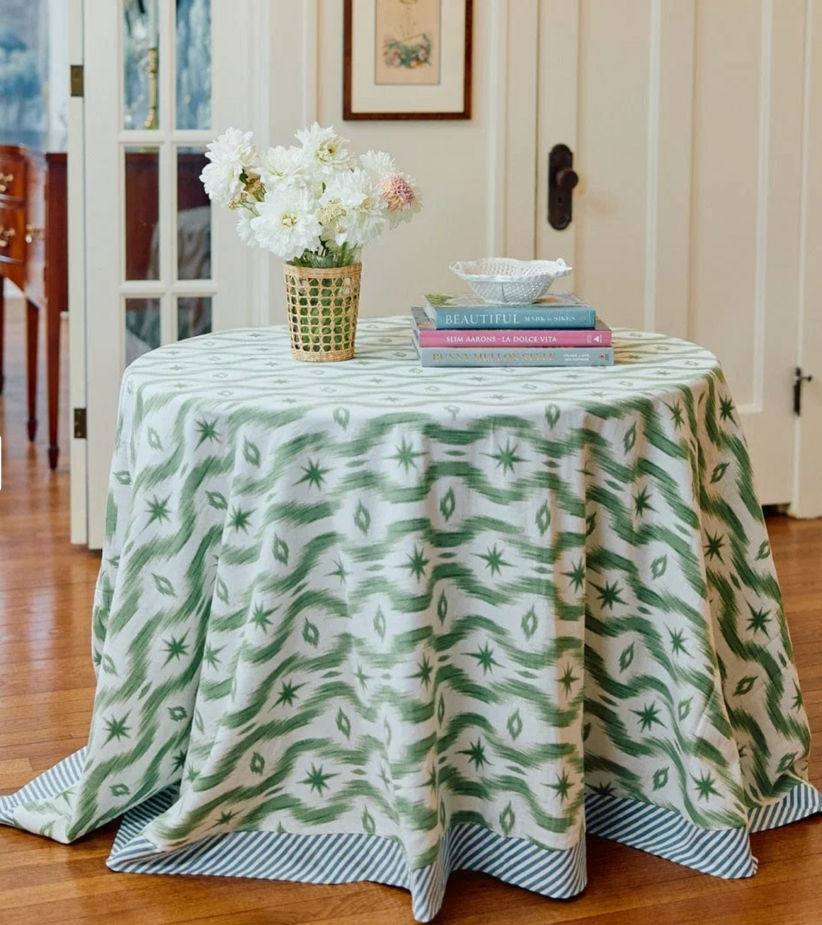 Weezie Tablecloth - Green Ikat