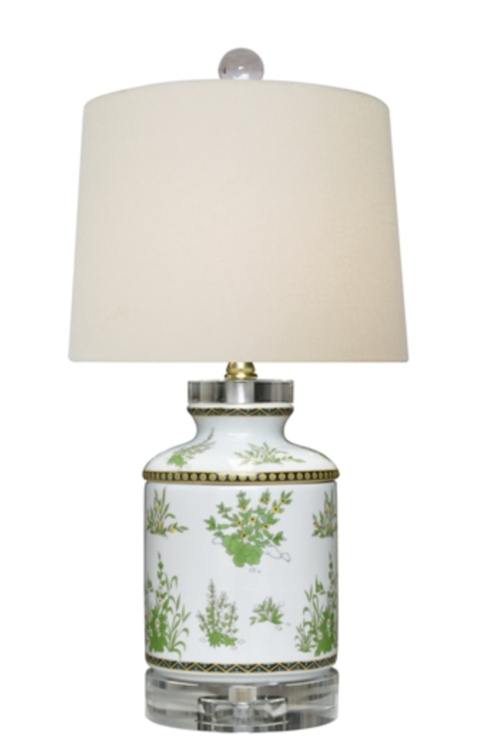 Porcelain Green Floral Tissue Box Lamp (Local Pickup Only)