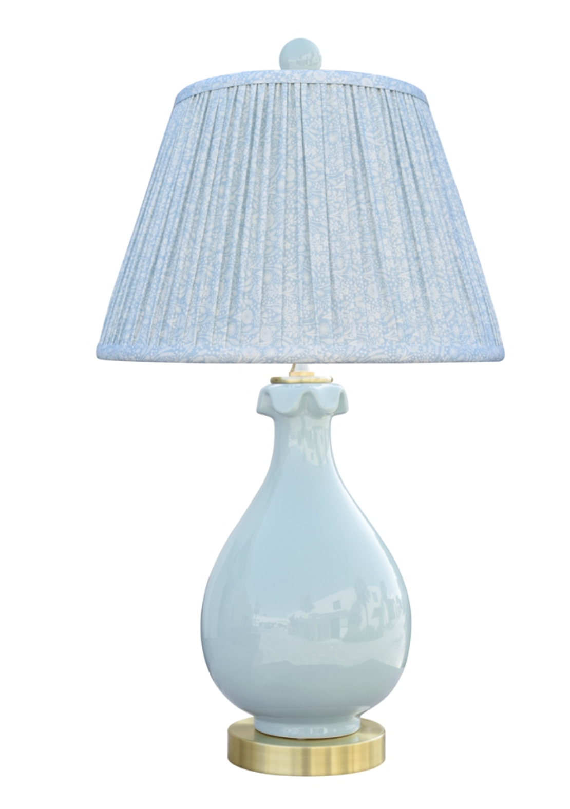 Palladian Blue Ruffle Collar Lamp with Pleated Shade (Local Pickup Only)