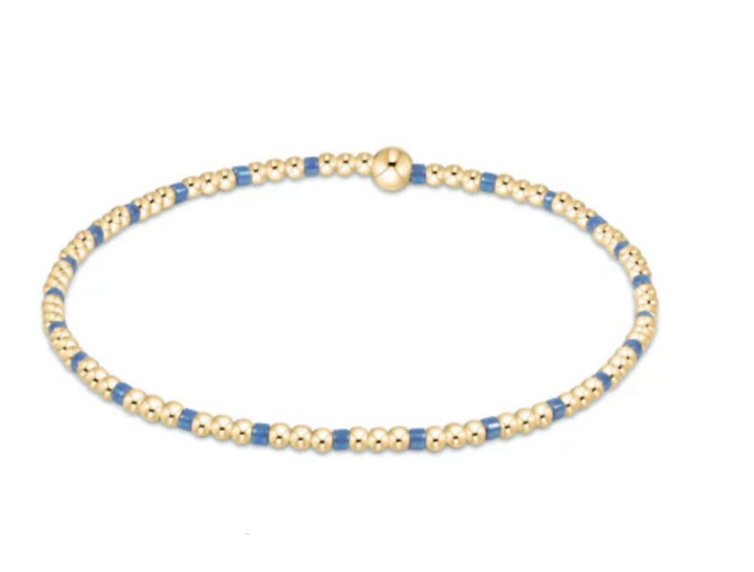 BLUE METALLIC HOPE SINCERITY PATTERN 2MM BEAD BRACELET