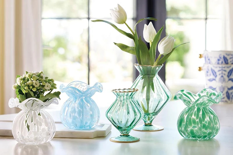 Spotted Ruffle Edge Bud Vase