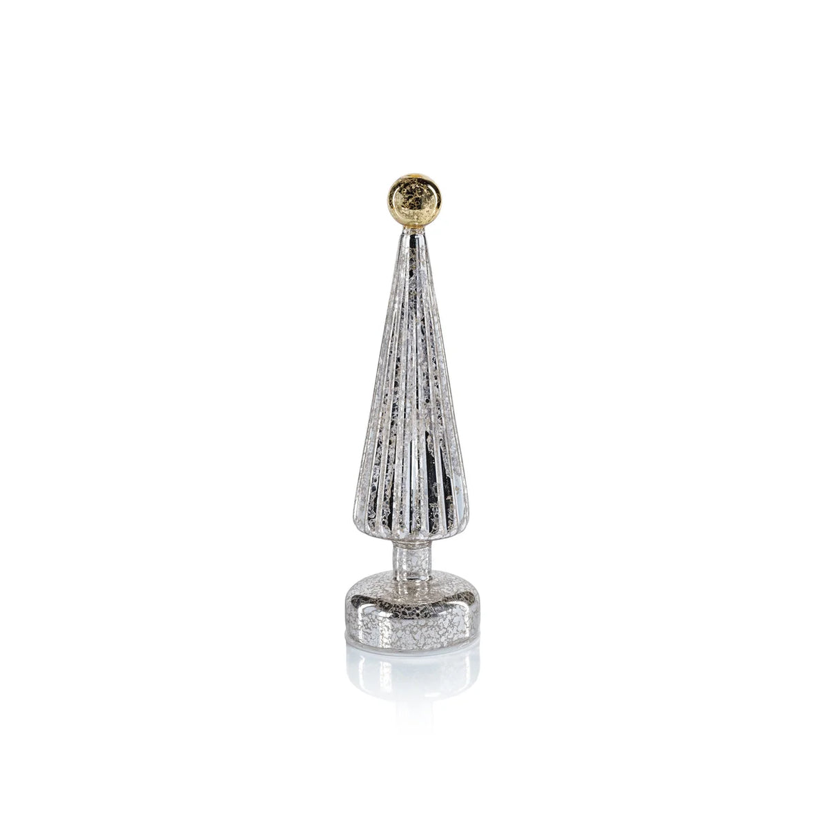 LED Tree with Globe Finial - Silver w/ Gold