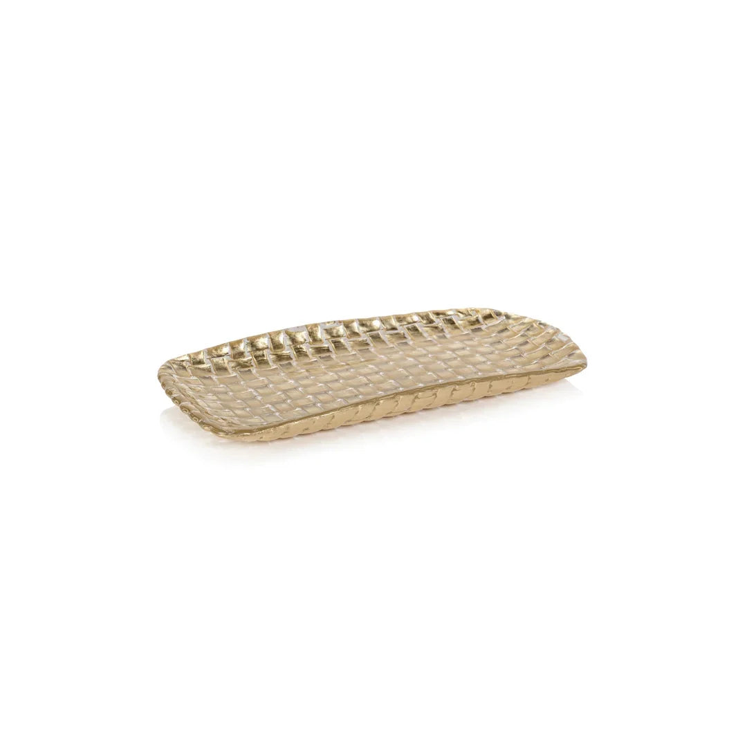Braided Glass Rectangular Tray - Gold