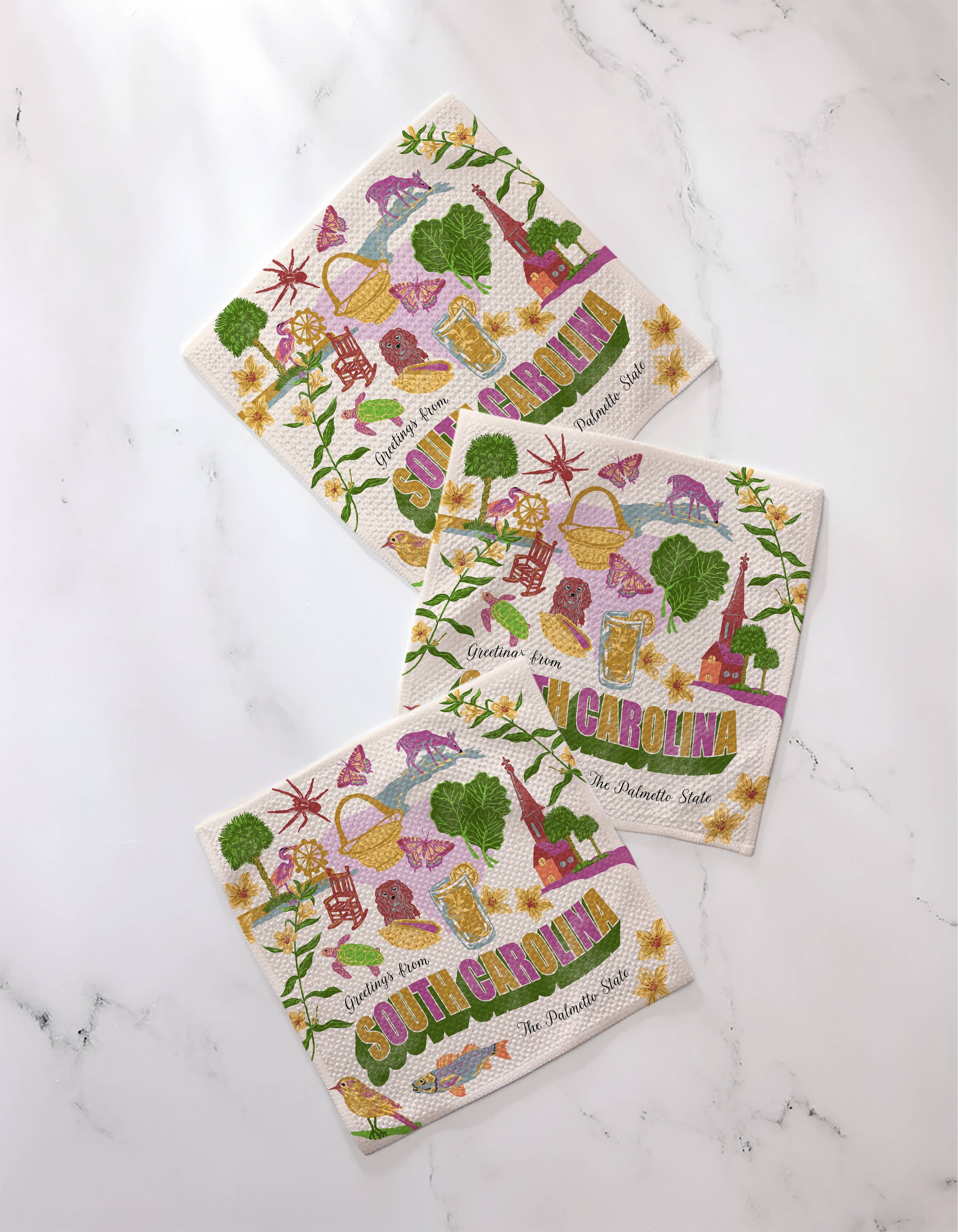 Greetings From South Carolina Dishcloth Set