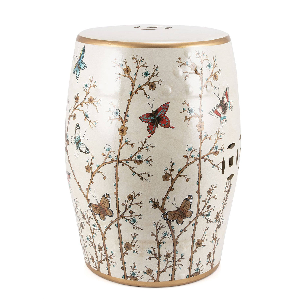 French Vanilla Butterfly Garden Stool (local pickup only)