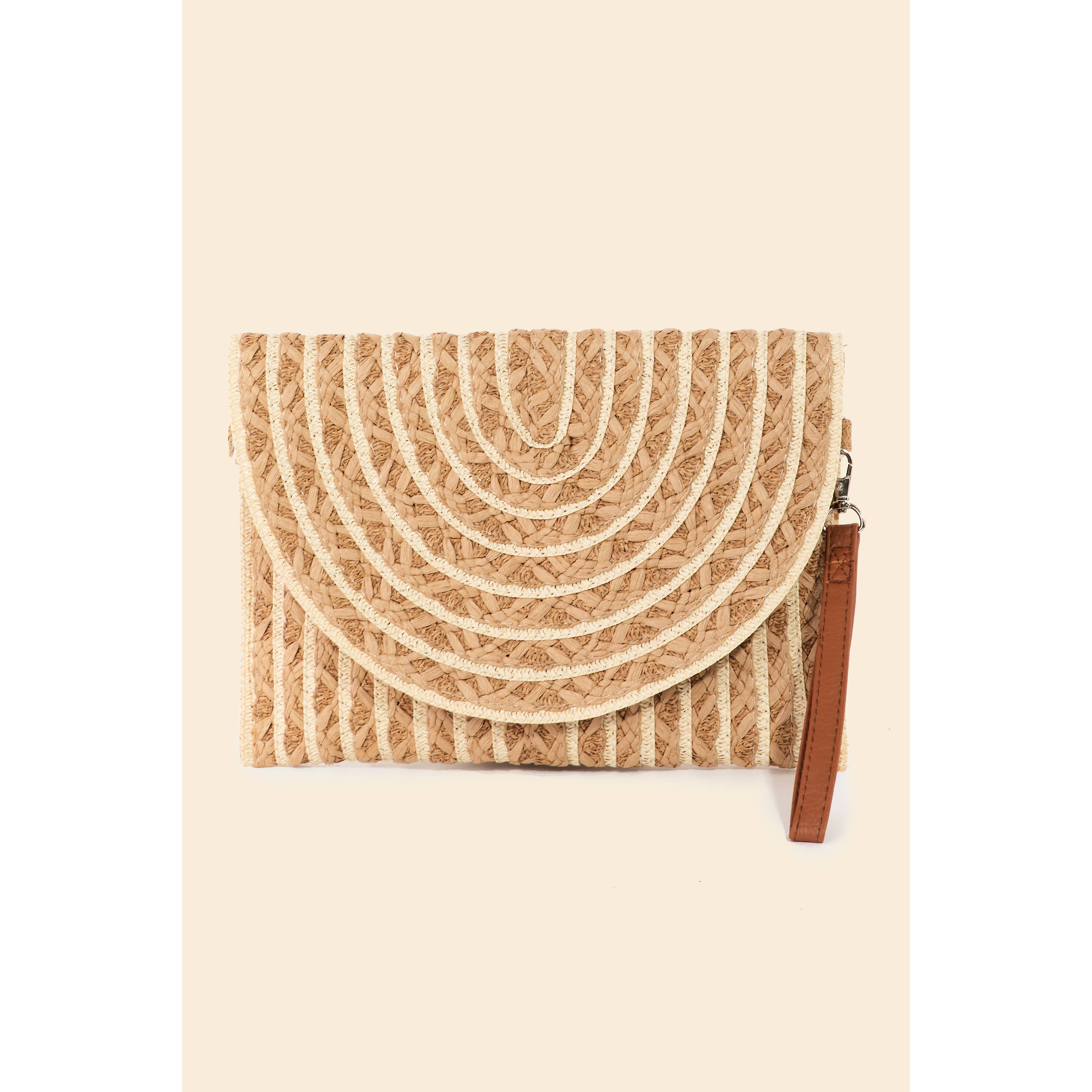Rectangle Straw Striped Clutch Bag