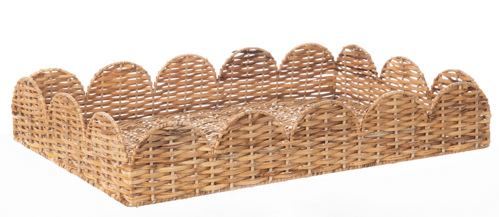 INCREDIBLE SCALLOPED WICKER TRAY