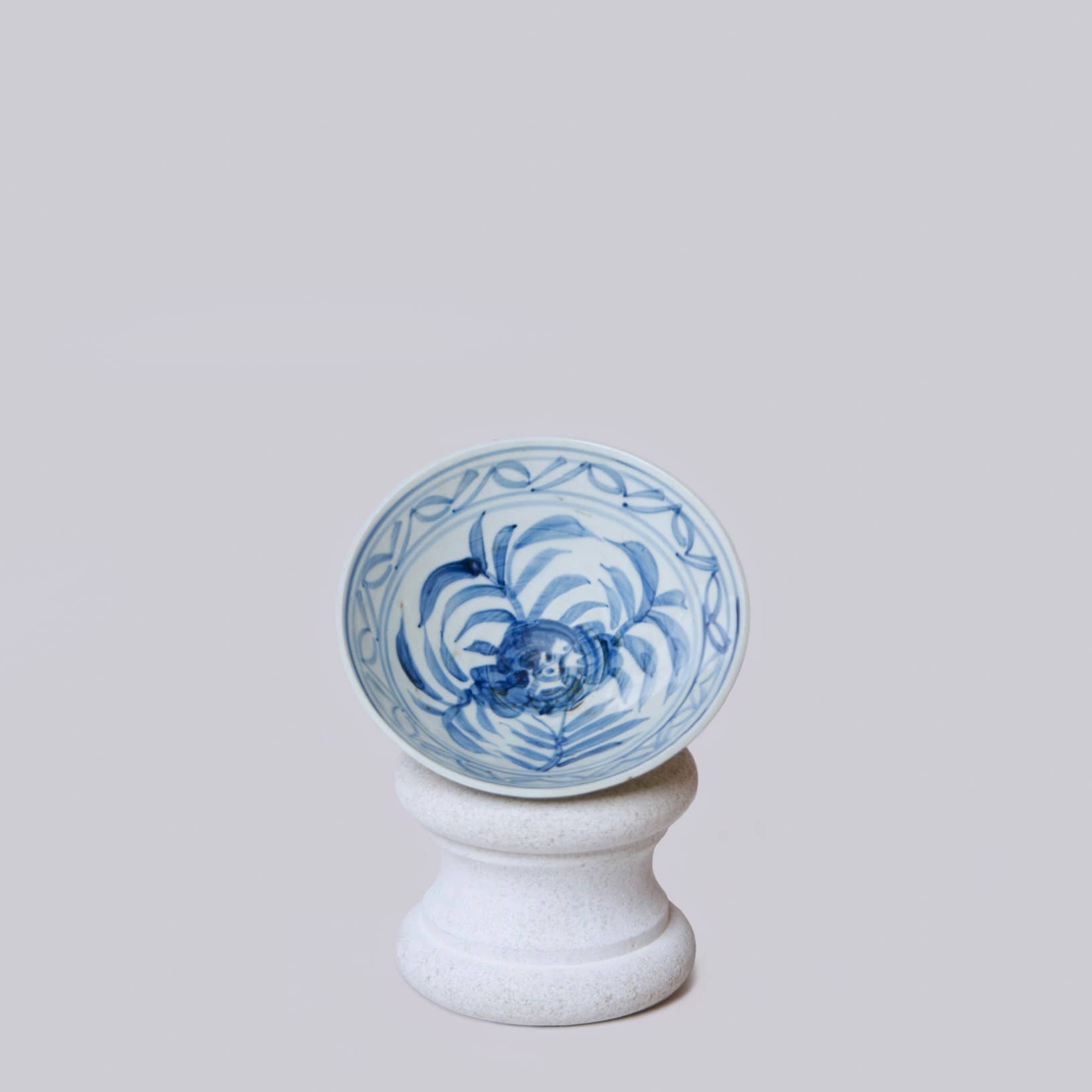 Blue & White Porcelain Floral Conical Bowl