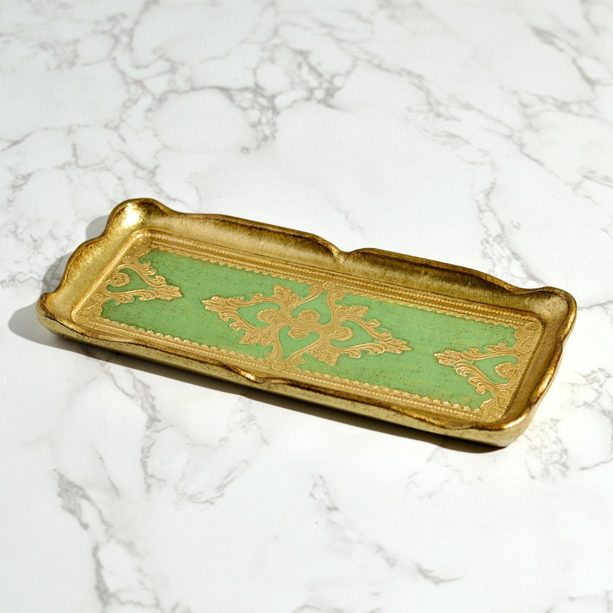 Florentine Carved Gilded Wood Narrow Tray, Made in Italy