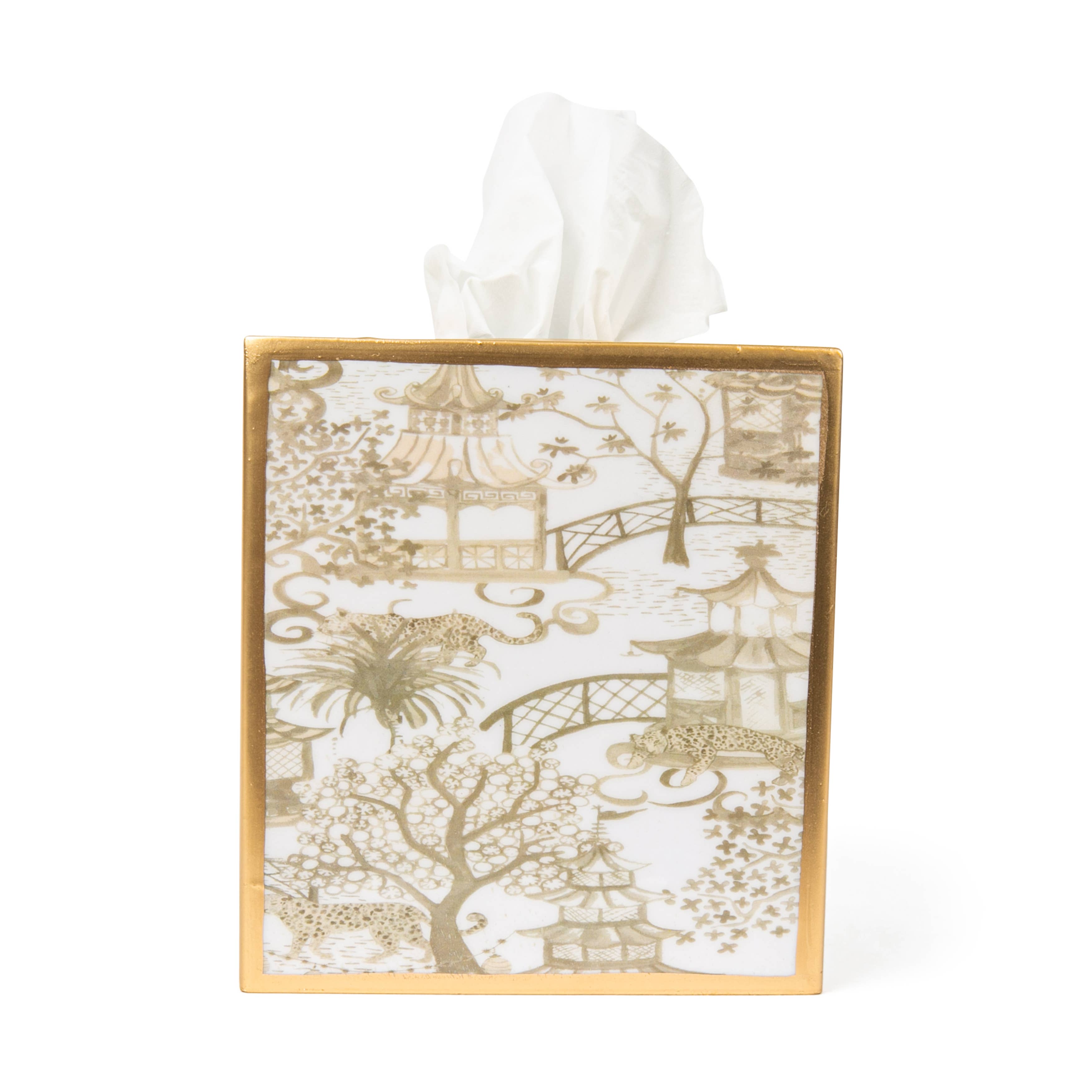 Garden Party Enameled Tissue Box Cover