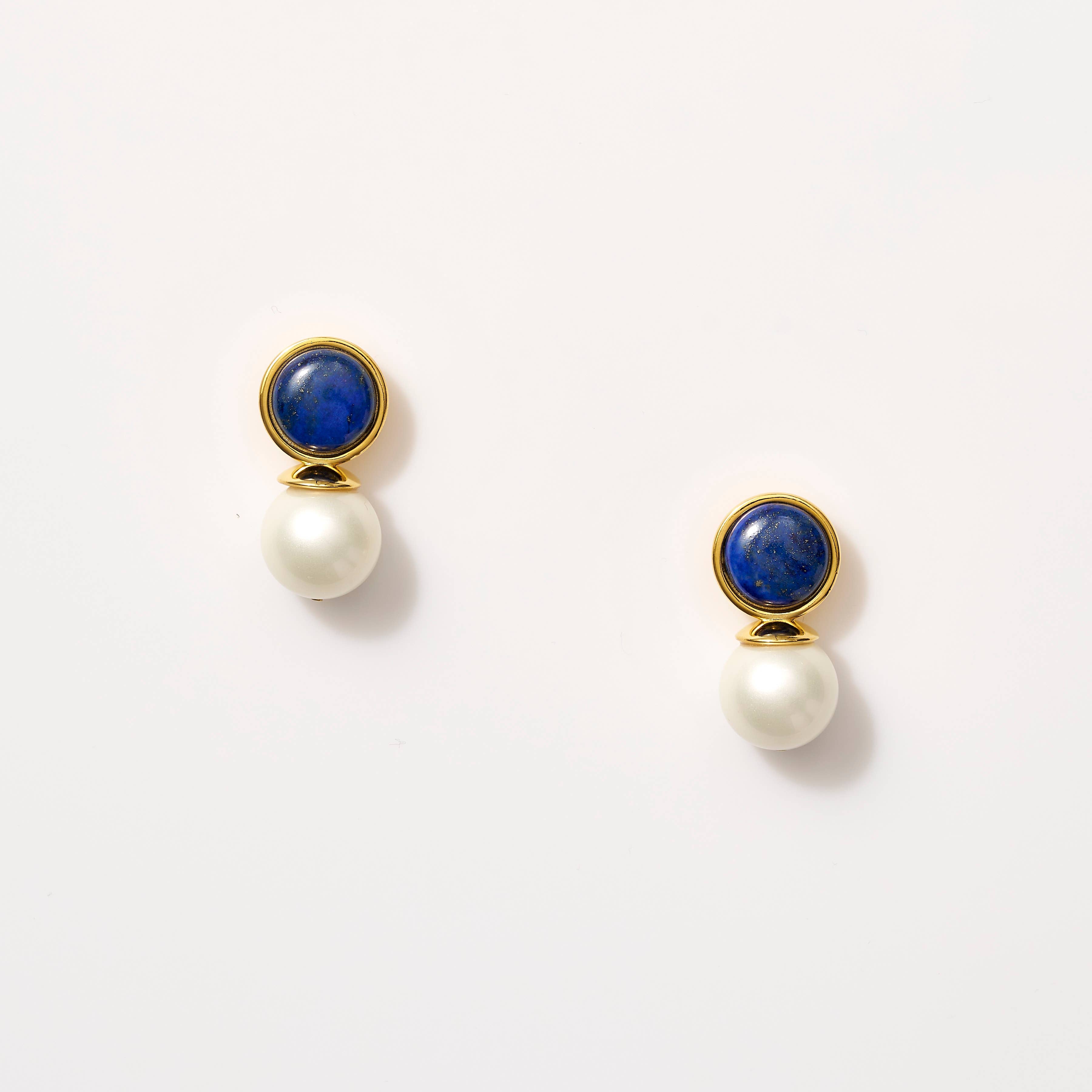 Lapis + Pearl Bold Lady Earring