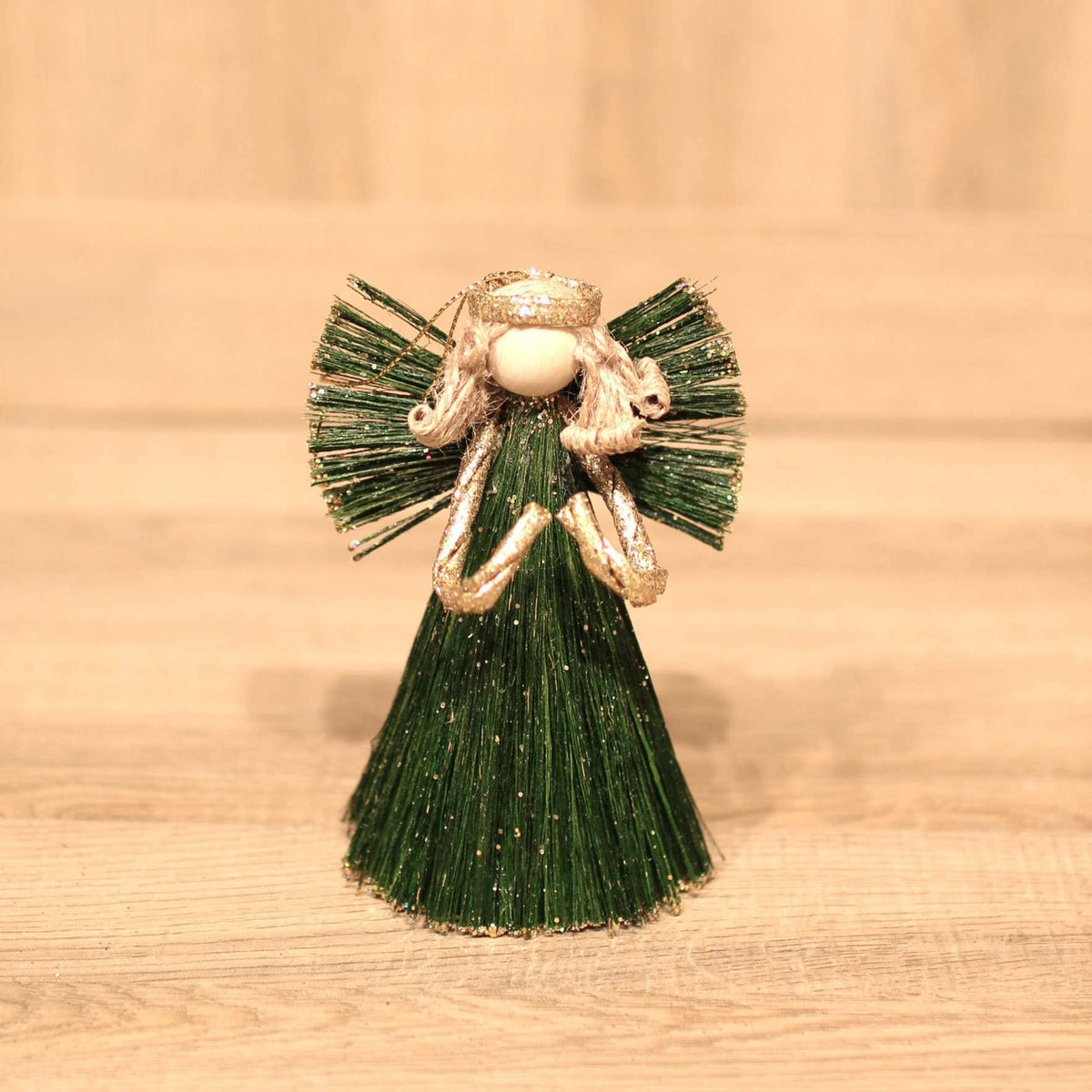 5" Woodland Glittered Angel (Green)