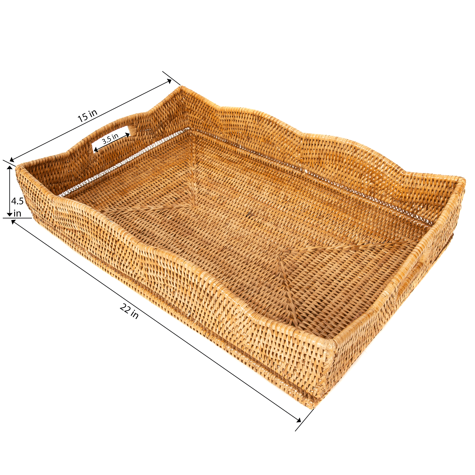 Artifacts Rattan Scallop Collection Rectangular Tray