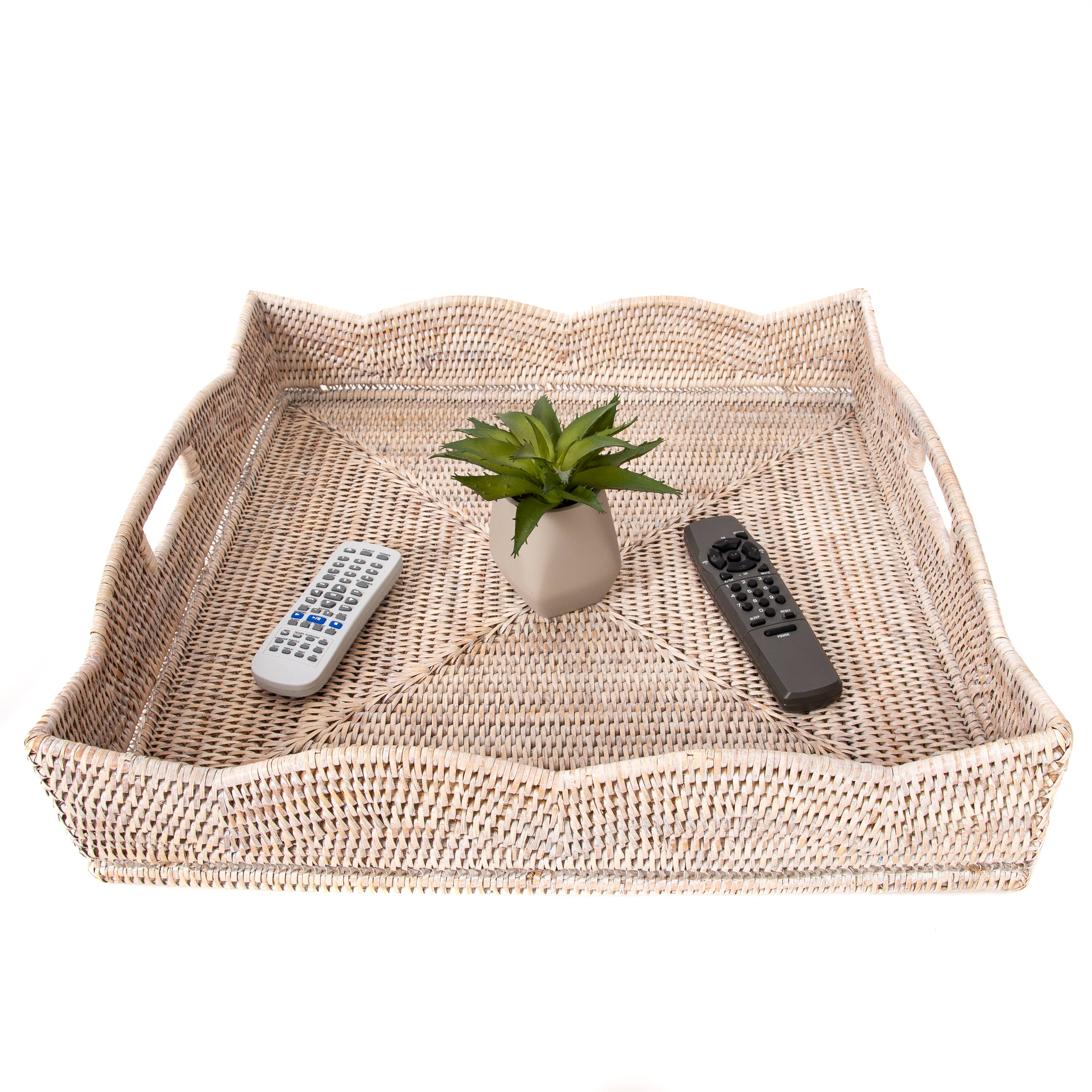 Artifacts Rattan Scallop Collection Square Tray