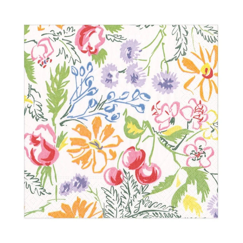 Cerise Floral Paper Luncheon Napkins