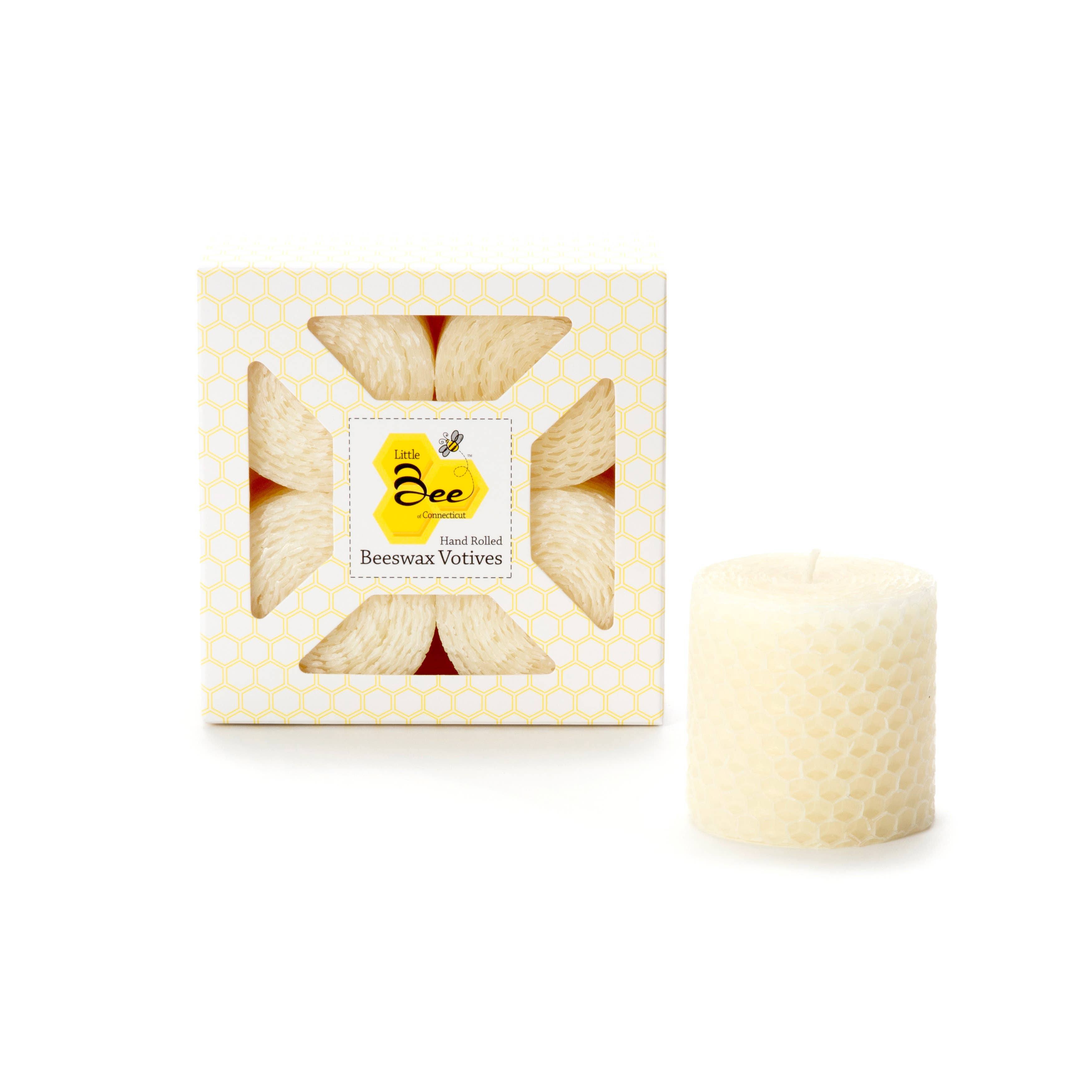 Hand-Rolled Beeswax Votive Candles 4 Pack