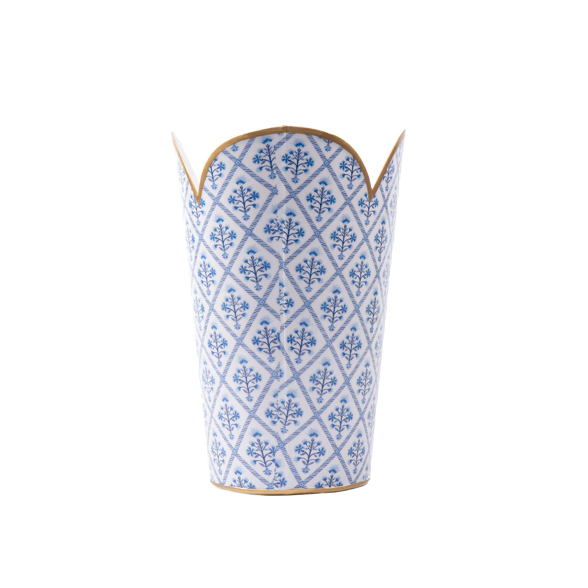 Marigold Lattice Enameled Tulip Wastebasket