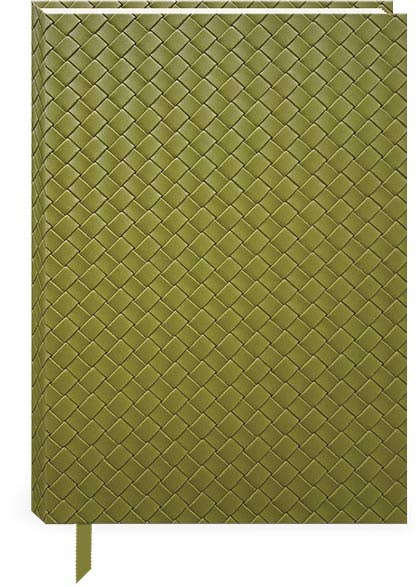 WOVEN VEGAN LEATHER JOURNAL MIXED MEDIA OLIVE WEAVE