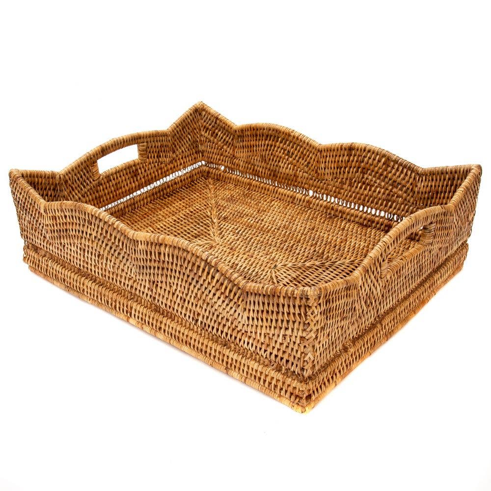 Artifacts Rattan Scallop Collection Rectangular Basket