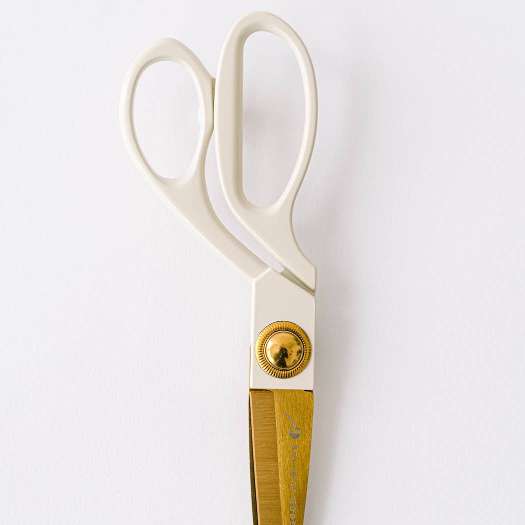 Ivory and Gold Heirloom Scissors with Case - Sage Green