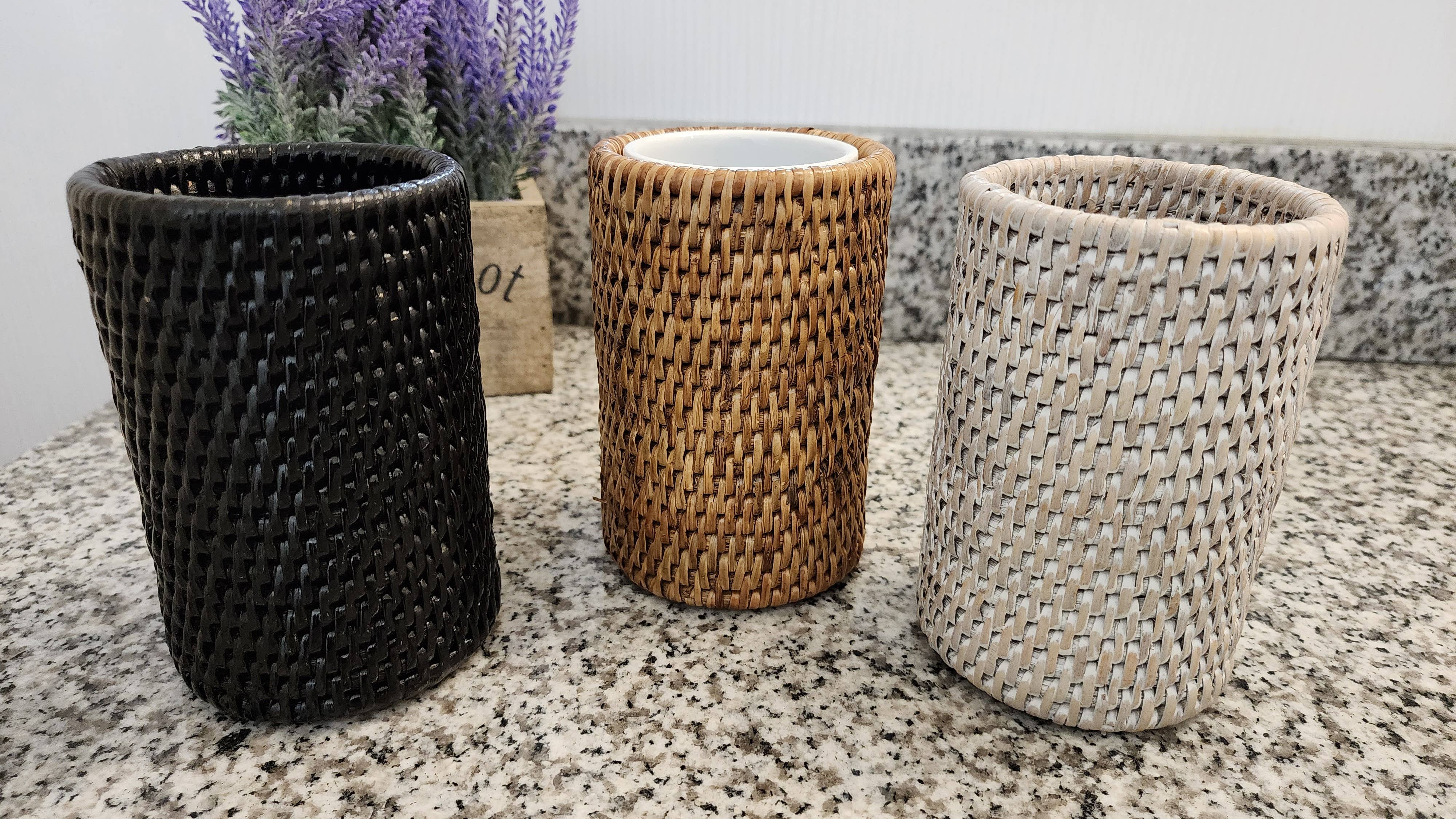 Artifacts Rattan Round Tumbler with Ceramic Insert