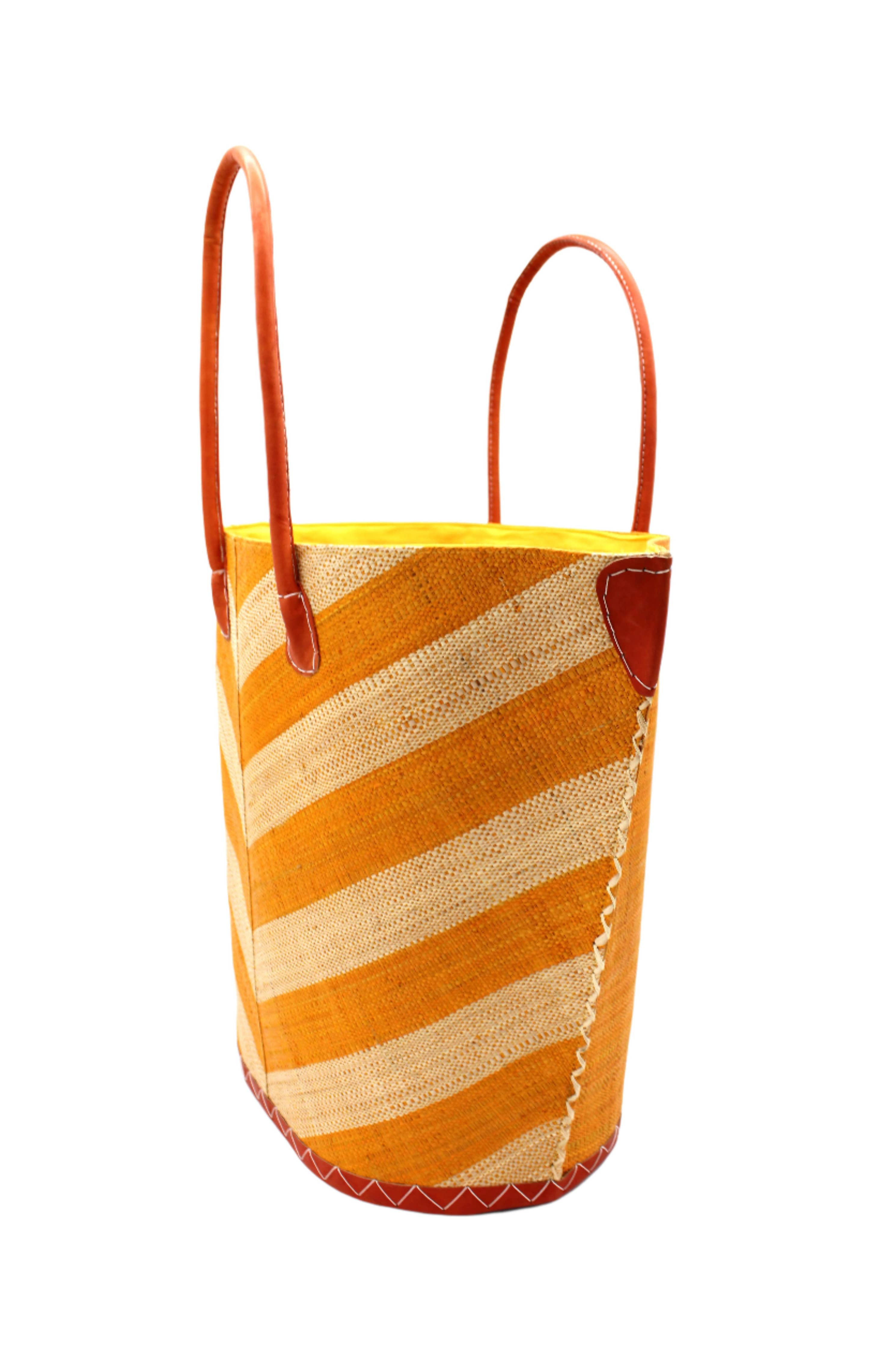 Santa Cruz Wide Stripe Chevron Large Straw Tote Bag