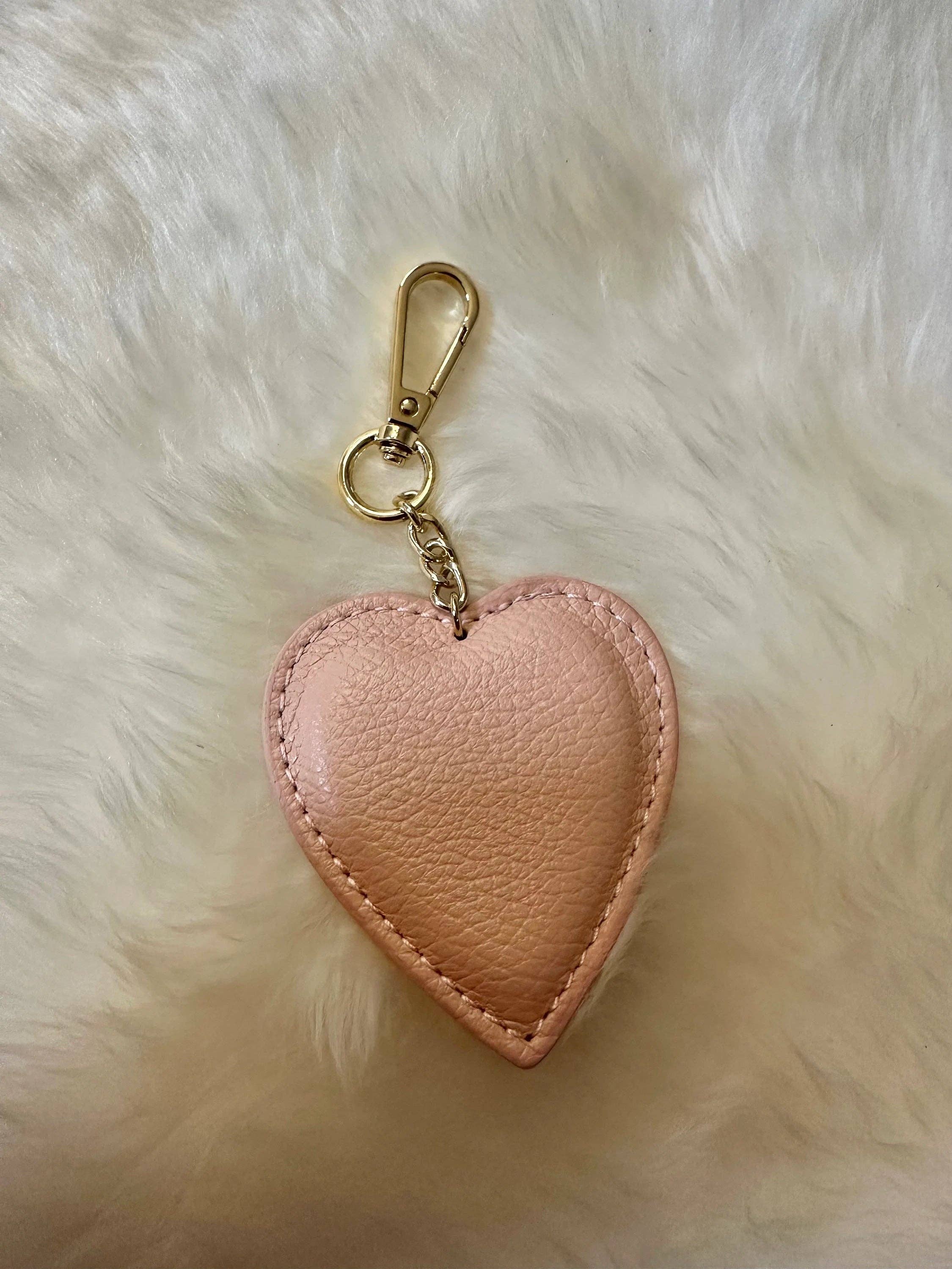 Genuine leather heart keychain